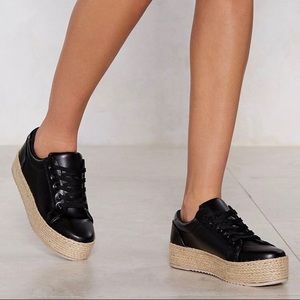 Black Espadrilles Flatform Sneakers